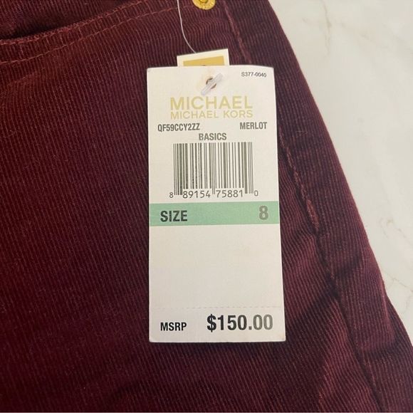 Michael Kors Skinny Super Soft Corduroys in Merlot with Gold Hardware Size 10 - Picture 9 of 16